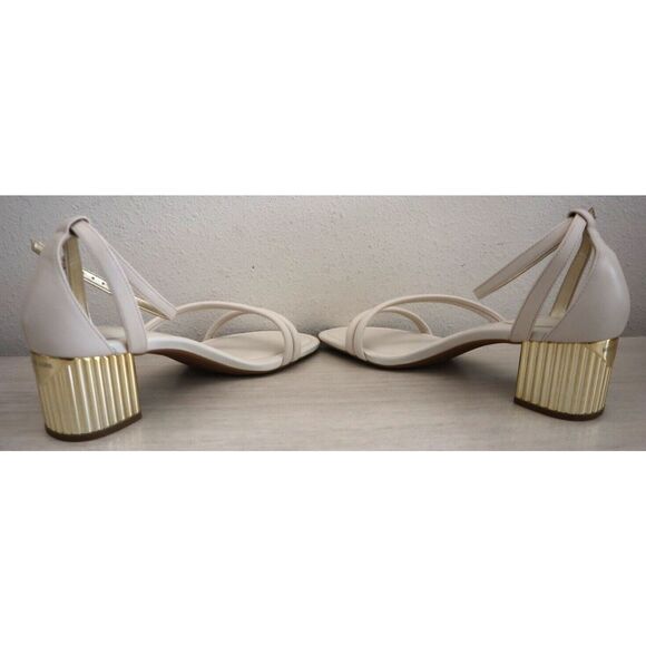 Michael Kors Women's Sz 8M Light Cream Leather Porter Strappy Mid Sandals - Picture 4 of 15